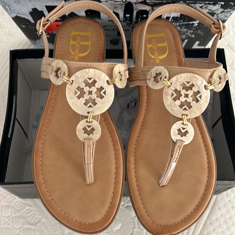New! ID Required Slingback Embelished Thong Sandals 8.5